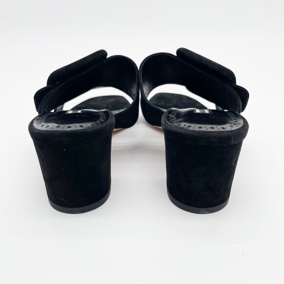 Manolo Blahnik Titubanew Black Suede Open Toe Buckle Mule Sandals Heels IT 36.5 - Picture 9 of 11